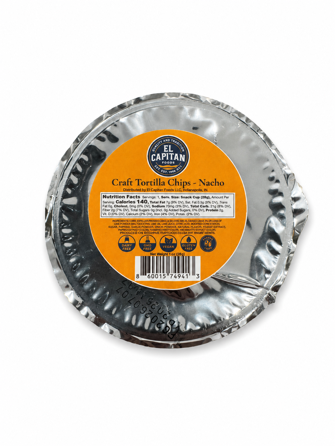 Mini Nacho Tortilla Chips – 1 oz Snack Cups, 4-Pack – Seed Oil-Free, Gluten-Free & Dairy-Free