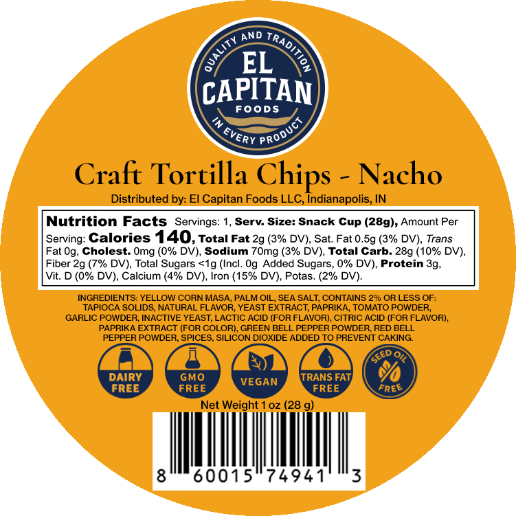 Mini Nacho Tortilla Chips – 1 oz Snack Cups, 4-Pack – Seed Oil-Free, Gluten-Free & Dairy-Free