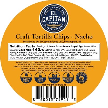Mini Nacho Tortilla Chips – 1 oz Snack Cups, 4-Pack – Seed Oil-Free, Gluten-Free & Dairy-Free