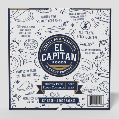 El Capitan Foods gluten free flour tortillas 12 inch package with traditional design and quality assurance