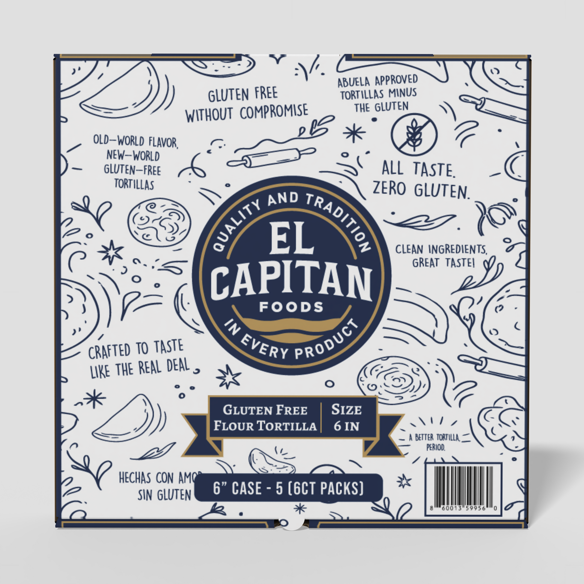 El Capitan Foods gluten free flour tortillas case 6 inch size 5 packs with traditional quality branding