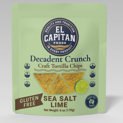 El Capitan Foods gluten free lime tortilla chips sea salt lime flavor in resealable bag