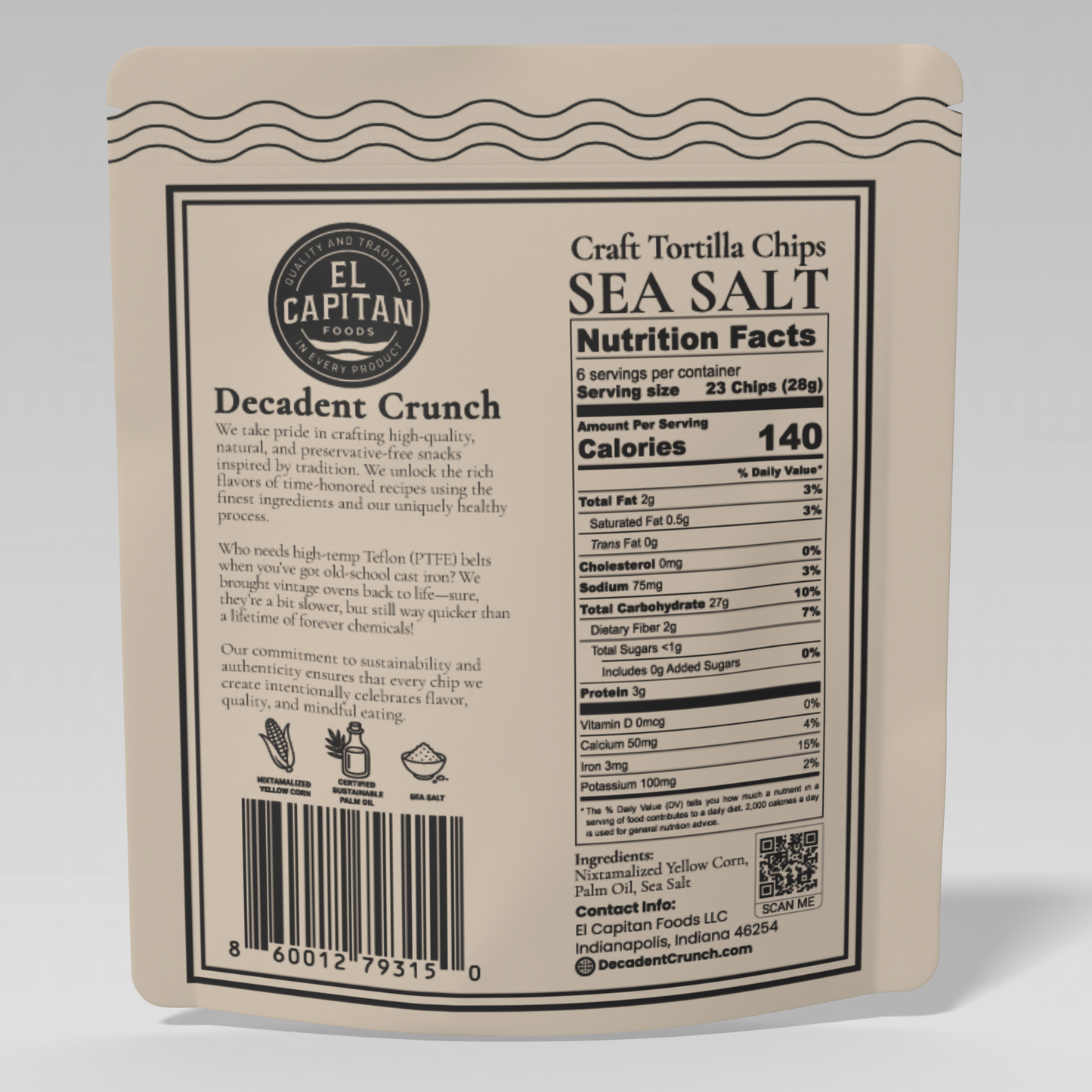 Decadent Crunch - Sea Salt Craft Tortilla Chips - Gluten Free