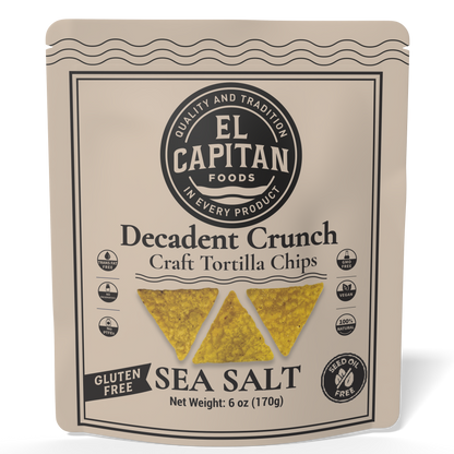 El Capitan Foods Decadent Crunch sea salt craft tortilla chips gluten free 6 oz bag