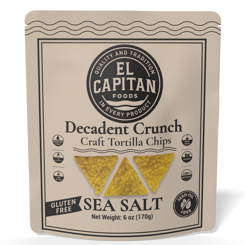 El Capitan Foods Decadent Crunch sea salt craft tortilla chips gluten free 6 oz bag
