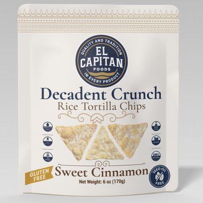 El Capitan Foods sweet cinnamon rice tortilla chips gluten free in resealable bag package