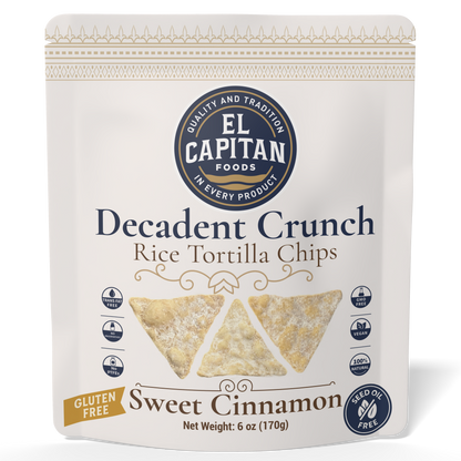 El Capitan Foods Decadent Crunch sweet cinnamon rice tortilla chips gluten free vegan 6 oz bag